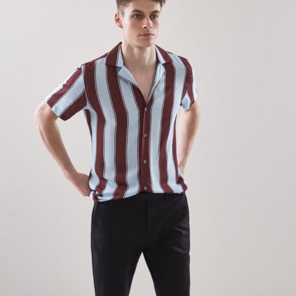 Reiss Block Stripe SS button down - Picture 1 of 4